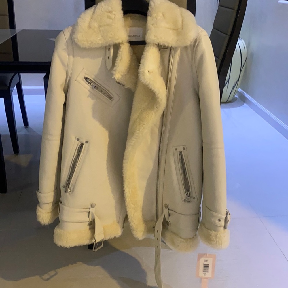 Brand new fur leather biker jacket